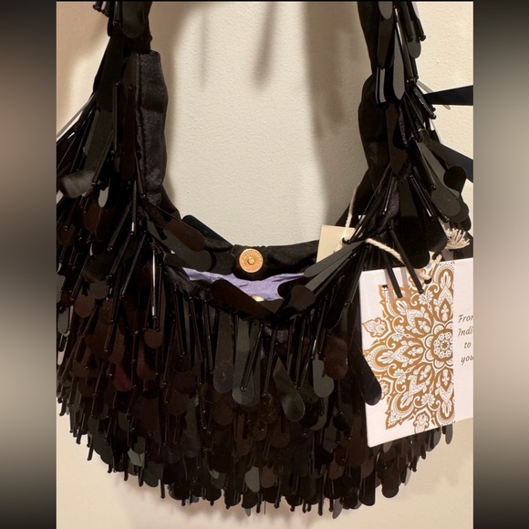 TJ Maxx Marshall's viral black hand beaded sequin shoulder bag bead bag - Picture 6 of 6